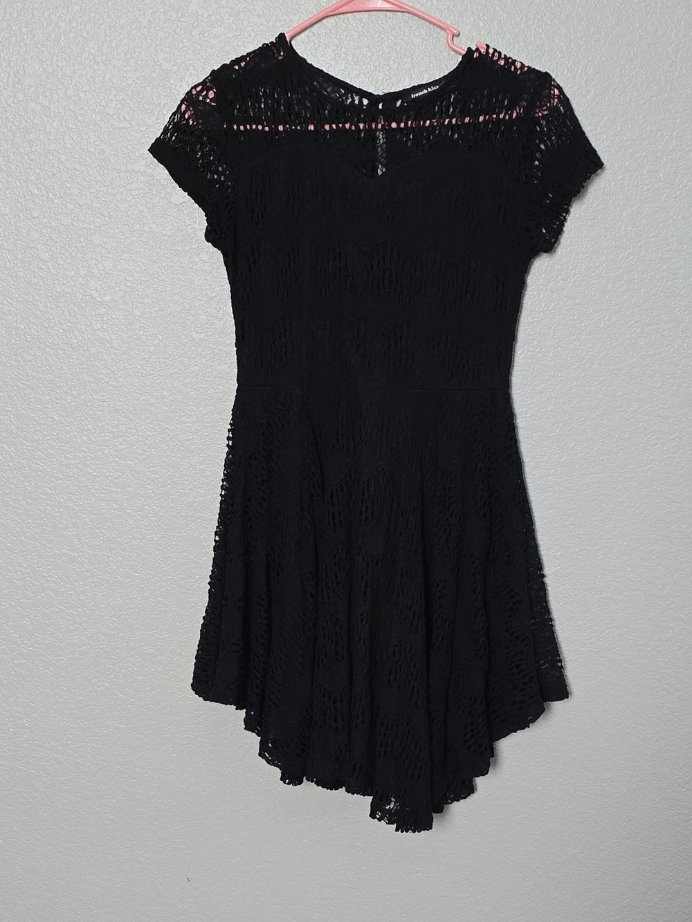 french kyss Black Lace Short-Sleeve Fit & Flare Dress